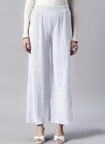 Lycra White Casual Wear Pleated Readymade Plazzo